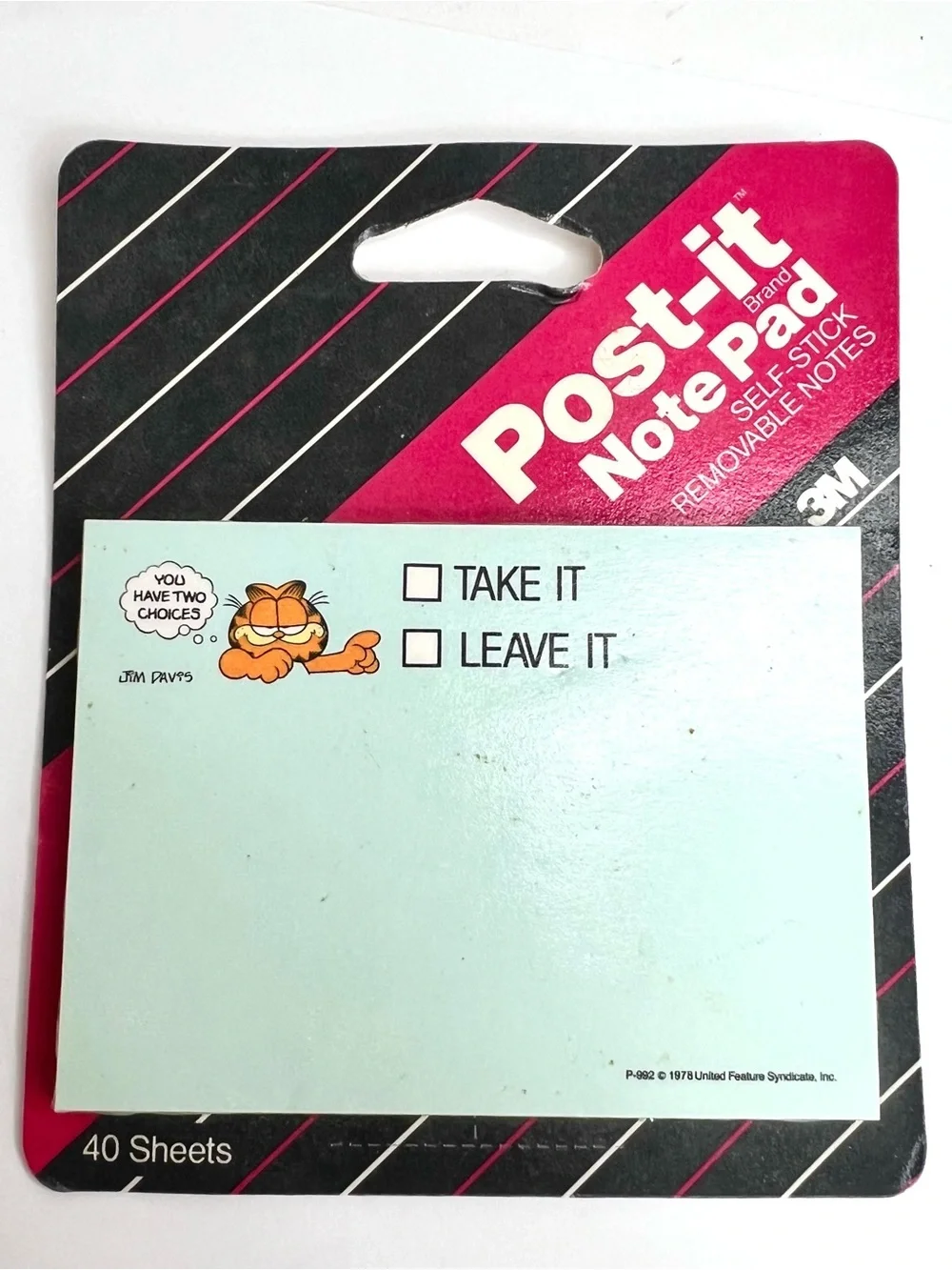 Vintage 1990 Garfield 3M Post-it Notes Sealed NOS Take It Leave It HP-992